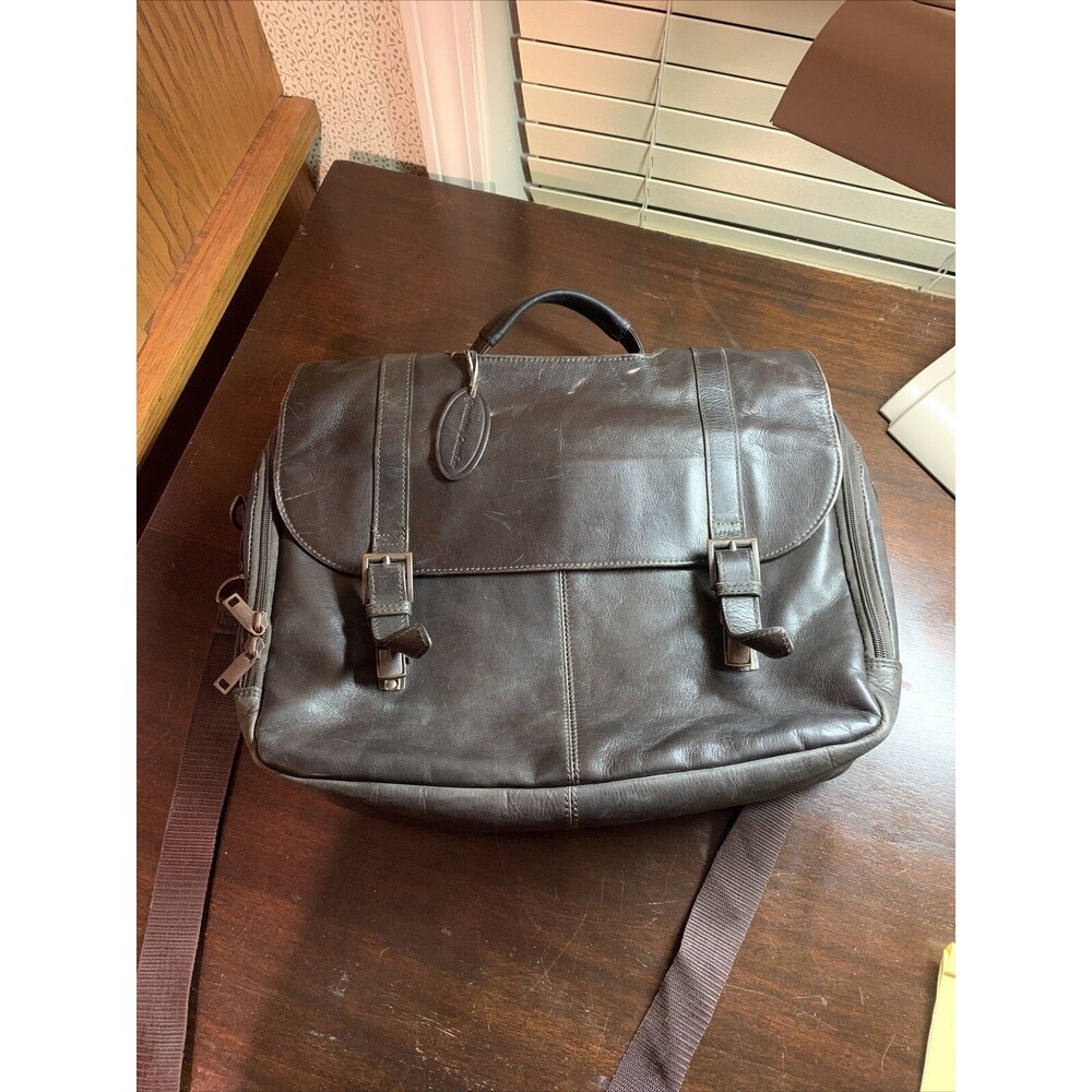 PELLE STUDIO Wilson Leather Organizer Laptop Briefcase Crossbody Shoulder Bag